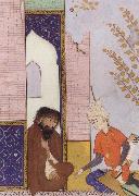 unknow artist Sultan Muhmud of Ghazni depicted as a young Safavid prince visiting a hermit oil on canvas